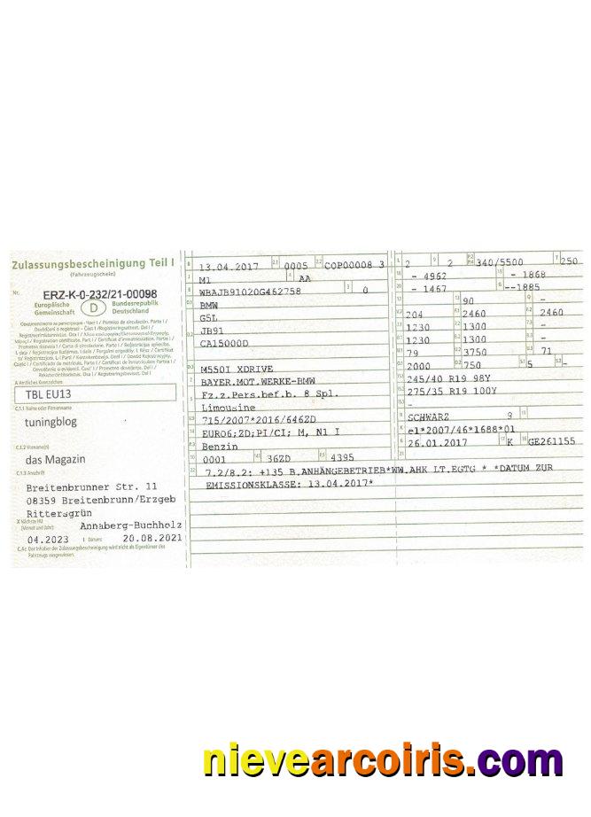 Germany vehicle registration certificate version 2